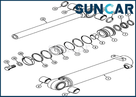 CASO de Kit For 521D 621D 621F del reemplazo del cilindro del cubo del equipo de reparación del sello del cargador 360982A1