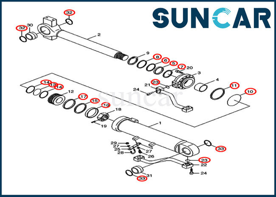 construcción de la CAJA del cargador de Kit Cylinder Repair Kits Fits 1221E del sello del cubo de 31Y2-03400 31Y203400