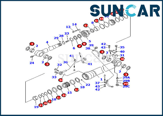 Servicio de ultramar Kit For Komatsu Excavator PC220-7 PC220-7 del cilindro del brazo de la versión 707-99-58070