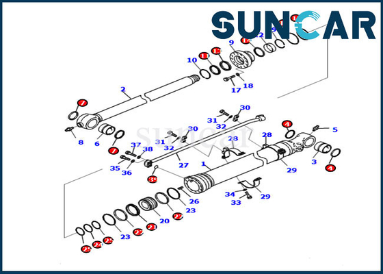 KOMATSU 721-98-00270 piezas de servicio de Kit For Excavator PC240LC-11 PC220-8M0 de la reparación del sello del cilindro del cubo