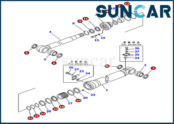 Kit de servicio 707-99-68730 Kit de sello de cilindro de ajuste de pluma compatible con piezas modelo Komatsu PC228USLC-8 PC210LC-7K