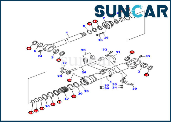 707-99-47570 Kit de sellado de cubo PC200-7 PC200LC-7 Modelos Kit de sello de reparación de cilindro Komatsu