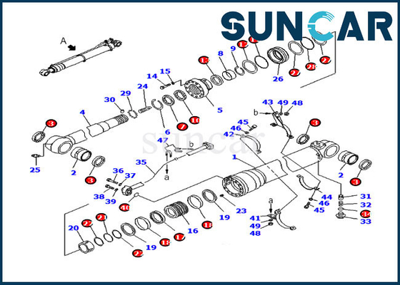 Sello Kit Service Kit del brazo 707-99-50500 para el cilindro hidráulico del excavador PC200-8 PC210LC-8K de KOMATSU