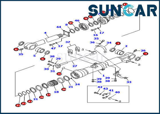 Seal Kit 707-99-45070 Kit de servicio de cubo Cilindro hidráulico para Komatsu PC200-8 HB205-1 HB215LC-1