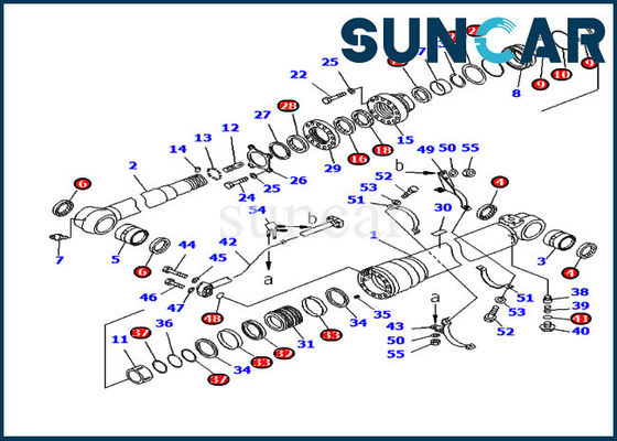 Piezas de repuesto PC200-8 707-99-50730 Kit de reparación de sello de cilindro de brazo Komatsu Kit de sellado de excavadora