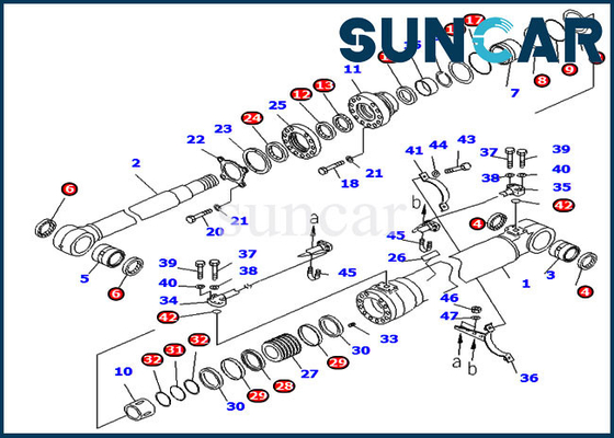 Kit de servicio de reemplazo de pluma 707-99-46410 Kit de reparación Cilindro hidráulico Komatsu PC200-8 7079946410