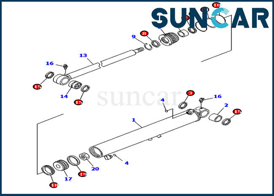 Sello Kit For PC2000-8 PC50MR-2 KOMATSU del cilindro del oscilación del auge del equipo 7079829640 del lacre de la escalera 707-98-29640
