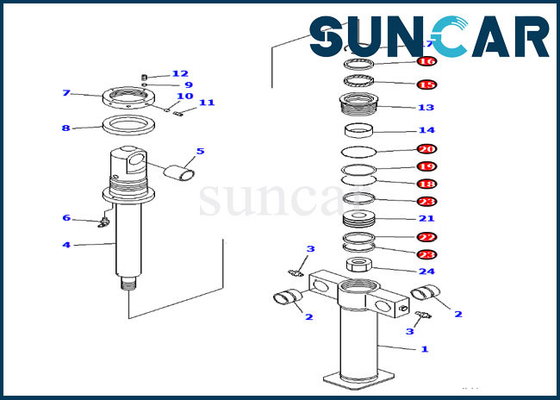 Cilindro interno del cubo de la cubierta de las partes 707-98-47700 de PC200SC-6 KOMATSU que sella a Kit Service Kits