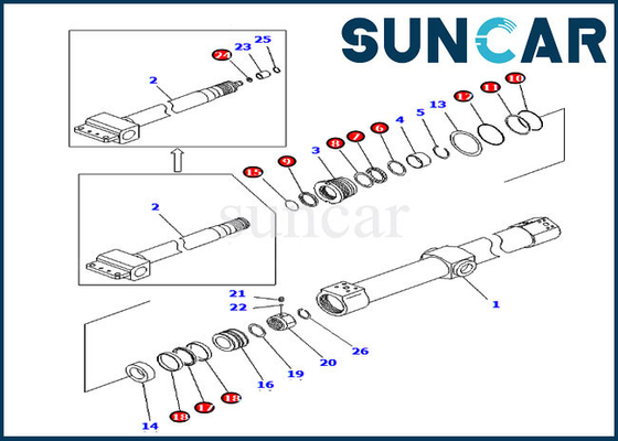 Equipo del sello del reemplazo del equipo KB3011A00203 PC200SC-6 KOMATSU del servicio del cilindro de la diapositiva KB3011A-00203