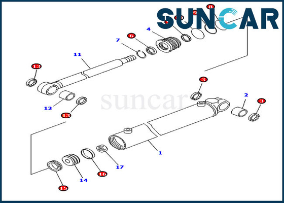 Excavador Service Kit For Komatsu PC20MR-1 PC20MRX-1 PC20R-8 del equipo 707-98-14740 del sello del cilindro del oscilación