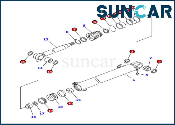 Equipo de reparación interno del cilindro de Kit Models PC20MR-1 PC20MRX-1 del sello del auge de las partes 707-98-14760 de KOMATSU