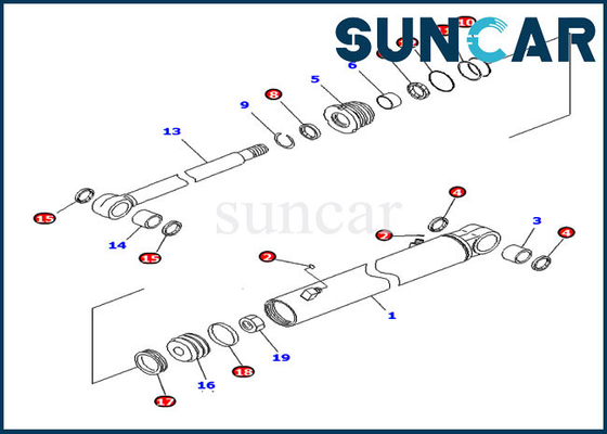 707-98-14790 equipos del reemplazo de Kit For Komatsu PC20MR-2 PC26MR-3 del sello del cilindro del oscilación del auge