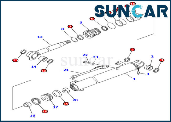 Equipo hidráulico de Kit Excavator Boom Cylinder Service del sello de las partes 707-98-14890 interno de PC20R-8 KOMATSU