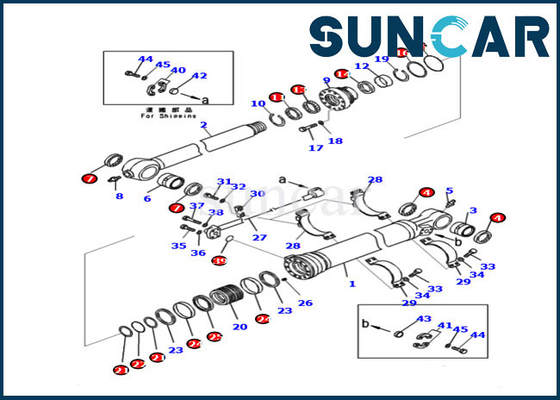 PC210LC-11 PC228US-11 modela la reparación Kit Excavator Oil Seal Kits del sello del cilindro del brazo de KOMATSU 721-99-47131