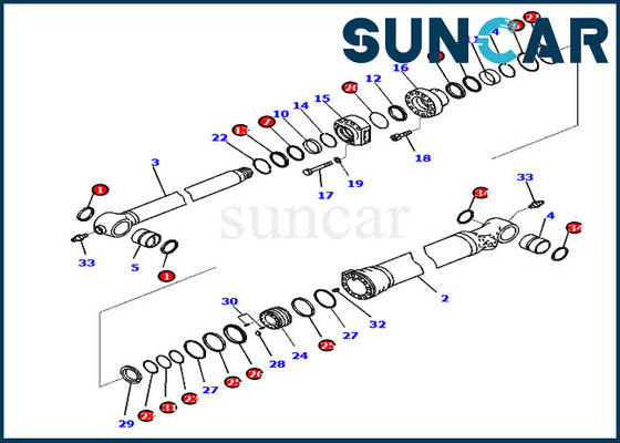 Cilindro del cubo del equipo 721-98-00180 del sello de KOMATSU que sella el excavador de Kit Fits PC210LCI-10 PC210LCI-11