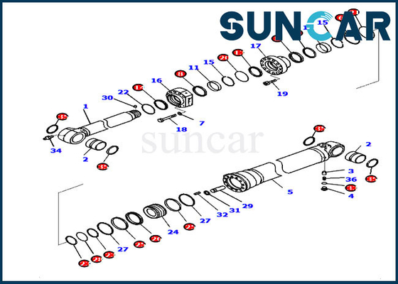 Sello Kit Hydraulic Service Kit Parts del cilindro del brazo de PC210LCI-11 D375AI-8E0 721-98-02330 KOMATSU