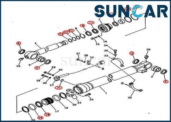 Servicio Kit For del cilindro del cubo de KOMATSU PC220-6 PC220LC-6 707-99-58240 los 2.0M Arm Excavator