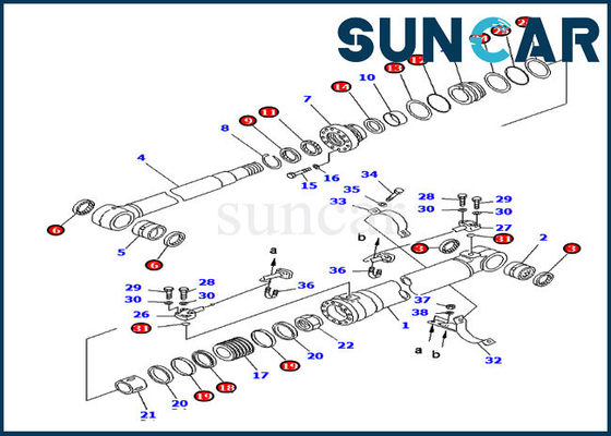 El sello Kit Hydraulic Cylinder del auge 707-99-58260 cabe el equipo pesado PC220-6 PC250LC-6L de KOMATSU