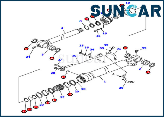 Lleve el equipo del sello del cilindro del equipo 707-99-58320 PC220-6 PC220LC-6Z KOMATSU del servicio del cubo de la resistencia
