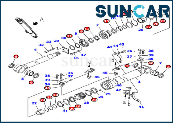707-98-47841 7079847841 piezas de recambio de Kit Hydraulic Cylinder Fits Komatsu PC220-7 del sello del auge