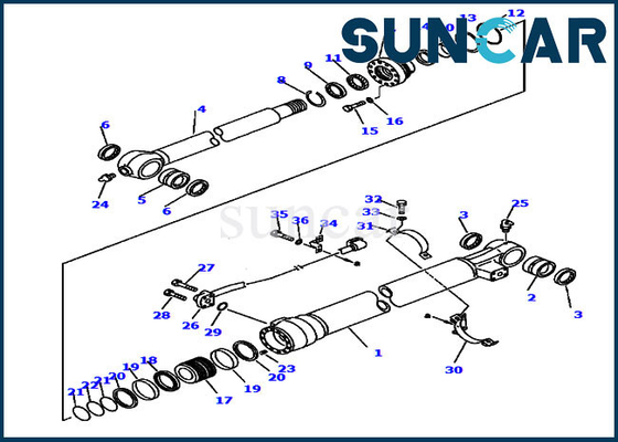 707-98-47670 cubo del cilindro hidráulico de Kit Fits PC220LC-6LE PC250LC-6LE KOMATSU de la reparación del sello