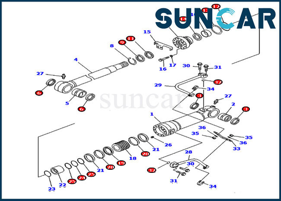 Cilindro de cuchilla de KOMATSU 707-99-58390 que sella el excavador de ultramar de la versión de Kit Fits PC228US-3 PC228USLC-3