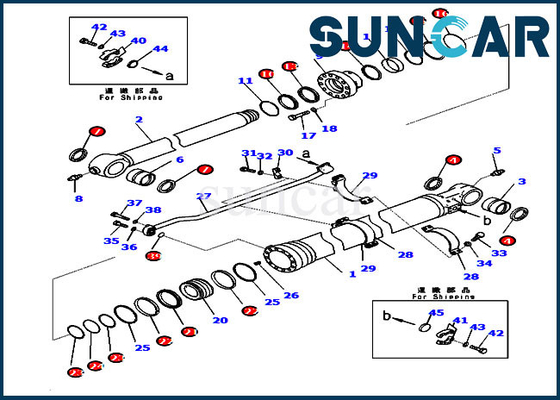 Excavador Cylinder Sealing Kit del equipo 7219800440 del sello del cubo de PC290LC-11 PC290LL-11 721-98-00440 KOMATSU