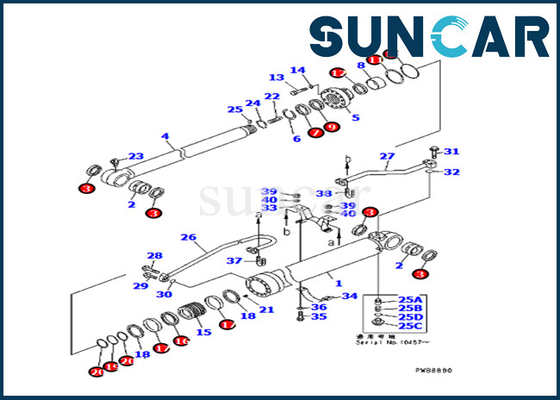 707-99-57280 7079957280 Equipo de sellado de reparación de cilindros de brazo para excavadora Komatsu PC228UU-1