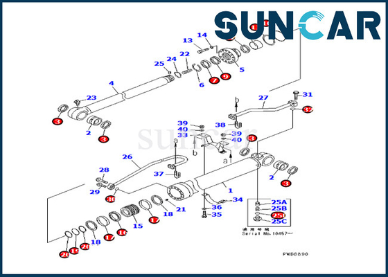 Reparación Kit Hydraulic Cylinder de Arm Seal Kit 707-99-57260 PC228UU-1 KOMATSU del excavador