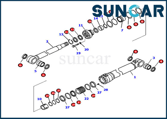 721-98-00400 modelo Equipment de Kit For PC290LC-11 PC290NLC-11 KOMATSU de la reparación del sello del cilindro del auge