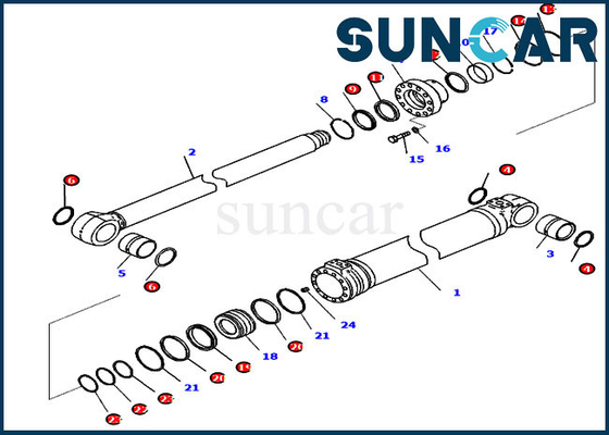Servicio Kit For PC228USLC-11 PC228USLC-11 del reemplazo del cilindro del auge de KOMATSU 721-98-02320