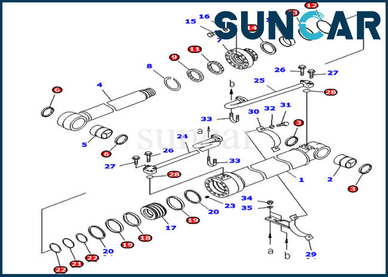 707-99-46140 equipo del sello del cilindro del auge 7079946140 PC228USLC-3 para la versión de ultramar de KomatsuExcavator