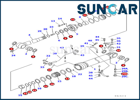 Versión de ultramar KOMATSU de Kit For PC228US-3 PC228USLC-3 del servicio del cilindro del brazo del equipo 707-99-57180 del sello