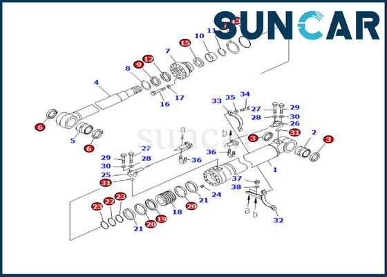 707-98-46300 lacre Desgaste-resistente Kit Fits PC228USLC-3E0 PC228US-3E0 KOMATSU del equipo del sello del cilindro del auge