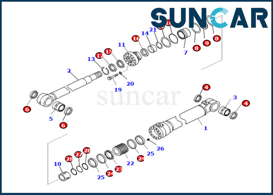 707-99-50580 reparación Kit Komatsu Fits PC240LC-10 PC240LL-10 PC240NLC-11 del cilindro de 7079950580 auges