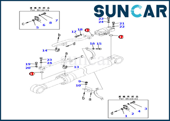 721-98-00290 7219800290 equipos del servicio del cilindro del auge de KOMATSU para PC240LC-11 PC240NLC-11 PC240LC-11E0 PC240NLC-11E0