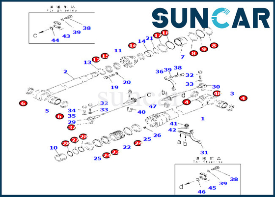 Sello Kit For PC240LC-11 7219800280 de la reparación del cilindro del auge de KOMATSU 721-98-00280
