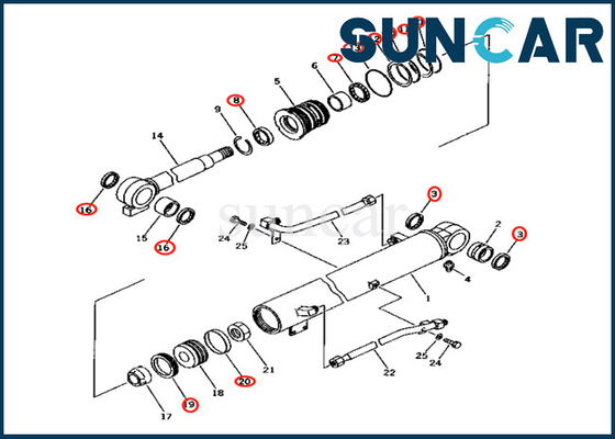 Reemplazo de alta calidad Kit Komatsu del cilindro del auge 707-99-24201 de PC25R-1 PC28UD-2 PC28UG-2 7079924201