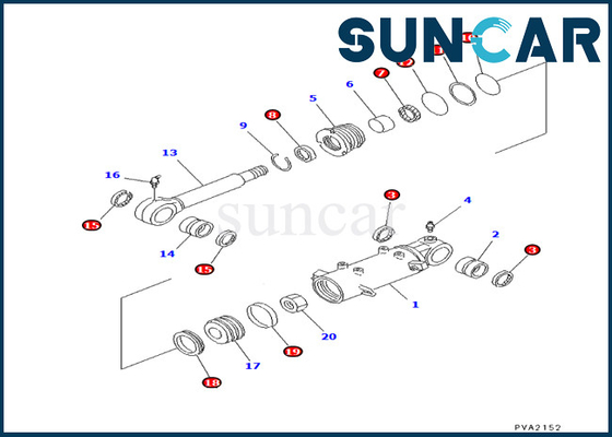 Cilindro de cuchilla 7079824570 de KOMATSU 707-98-24570 que sella a Kit Fits PC25-1 PC25R-1 PC30-7