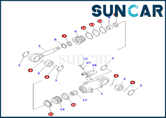 KOMATSU 707-98-24610 sello Kit Fits PC25-1 PC25R-1 PC30R-7 del cilindro de la elevación de 7079824610 cuchillas
