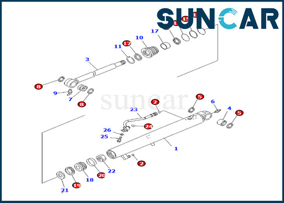 Equipo 707-98-13990 del sello del cilindro del cubo 7079813990 ajustes PC27MR-3 PC27MR-2 PC26MR-3 de KOMATSU