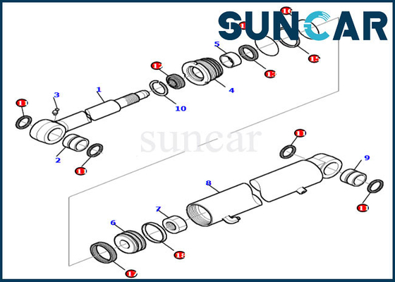 Equipo de reparación del sello del cilindro hidráulico de Arm Sealing Kit 878000413 PC30-7 PC35R-8 KOMATSU del excavador