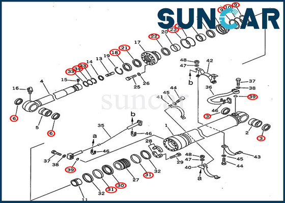 Equipo pesado de KOMATSU PC300-5 PC310-5 de los ajustes del equipo de reparación del cilindro del equipo 707-99-67110 del sello de aceite del brazo 7079967110