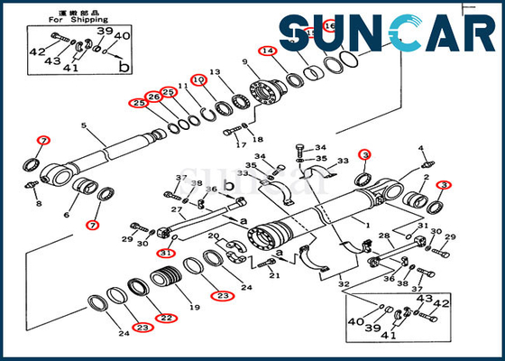 707-99-58110 equipo del servicio de Kit Fits Models PC300LC-5 PC350-6 KOMATSU del sello del cilindro del cubo