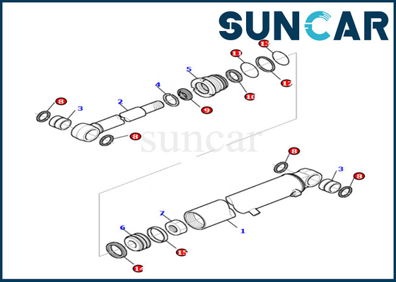 Alto-quaility equipo del servicio del cilindro del brazo de Kit For PC27R-8 KOMATSU 878000522 del sello de la reparación del cilindro del brazo