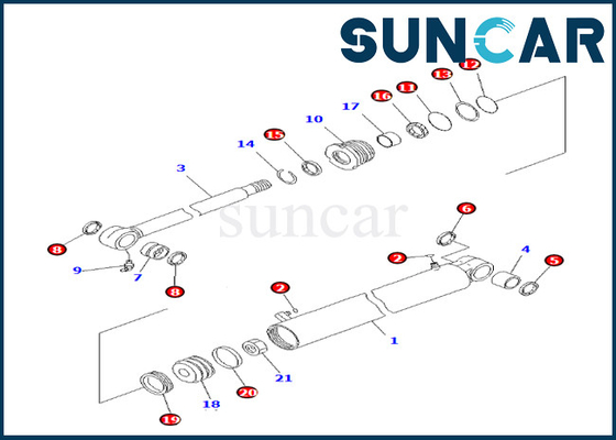 707-98-22890 servicio Kit Komatsu Fits PC27MR-3 PC27MR-2 del cilindro del oscilación de 7079822890 auges
