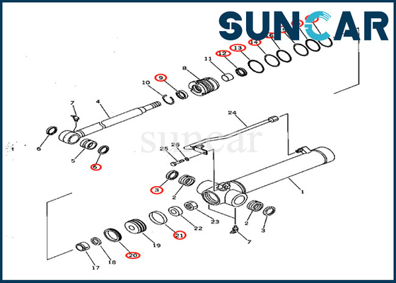 Equipo 7079822150 707-98-22150 KOMATSU del reemplazo del sello del cilindro del brazo para PC28UD-2 PC28UG-2 PC28UU-2