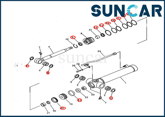sello Kit Komatsu Fits PC28UD-2 PC28UG-2 PC28UU-2 de la reparación del cilindro del brazo 7079822080 707-98-22080