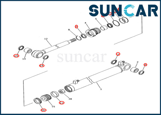 Equipo 707-98-04610 del sello del cilindro del brazo de la diapositiva 7079804610 ajustes PC27R-8 PC28UD-2 PC28UG-2 de KOMATSU