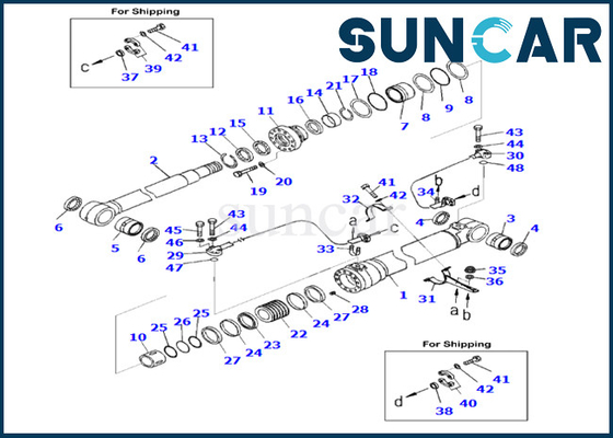 Equipo 707-99-59070 del servicio del cilindro del auge de KOMATSU 7079959070 equipo del sello del cilindro del auge de los ajustes PC290LC-10